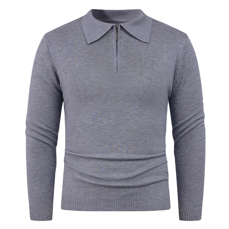 Herren Strickpullover Offener Kragen Feinripp