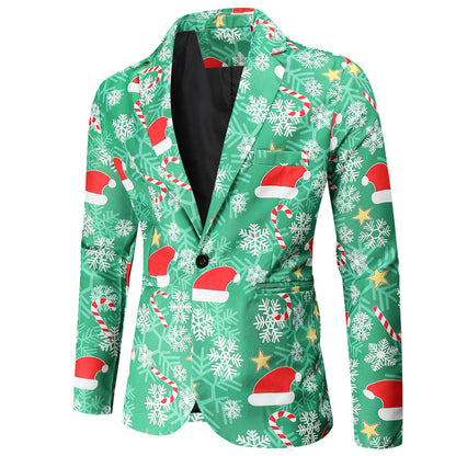 Herren Blazer Weihnachtlich Moderner Anzug Blazer