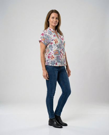 Damen Bluse Floral Luftige Ärmel Sommer