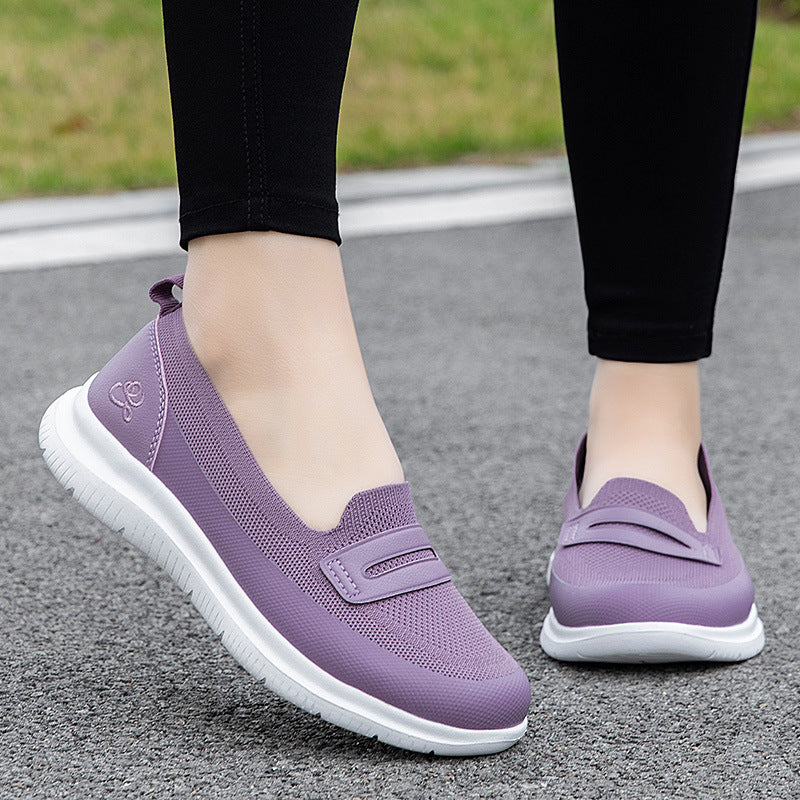 Damen Sneaker Bequem Atmungsaktiv Mesh Weiße Schuhe