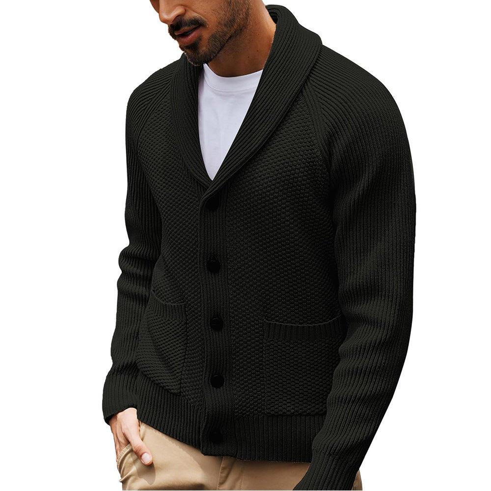 Herren Strickjacke Strukturiert Schalkragen Modern - BerlinGlamour