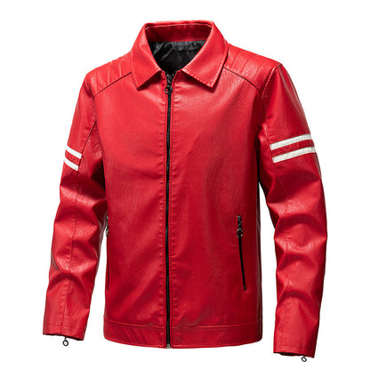Herren Lederjacke Lässig Schwarz Modern