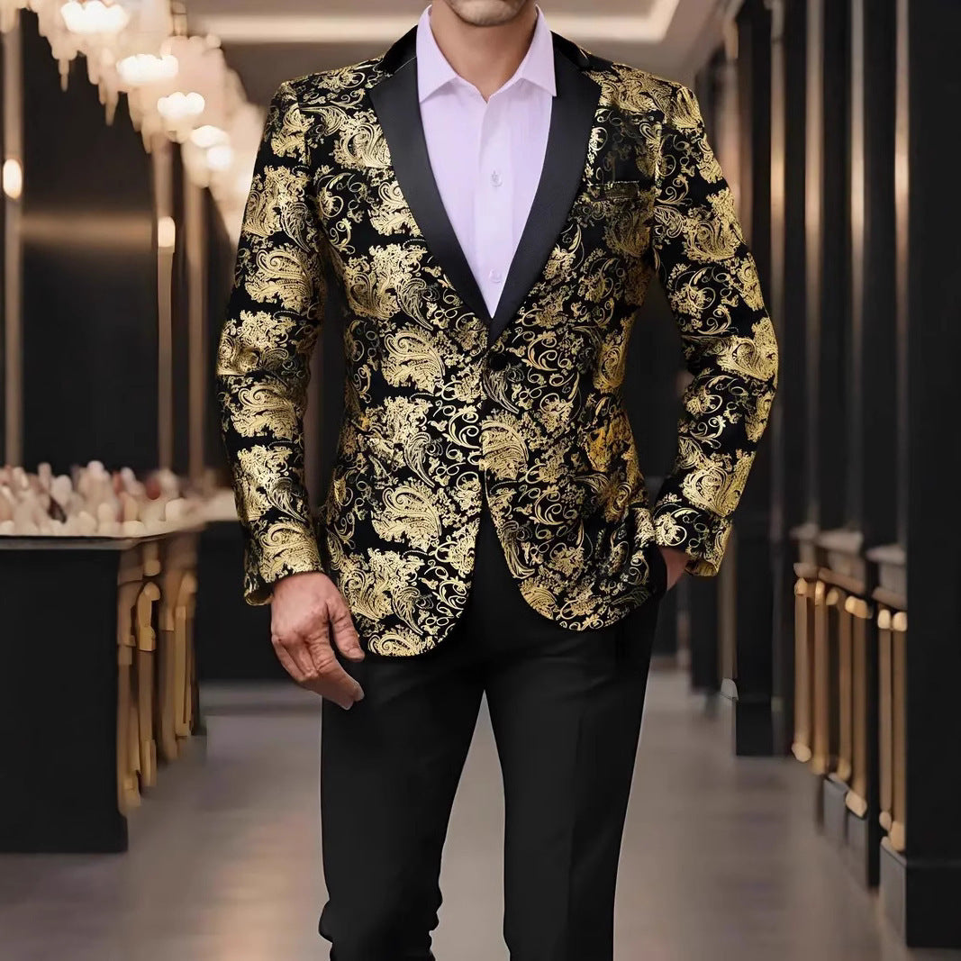 Herren Blazer Pailletten Jackett Floral Modern Glamour - BerlinGlamour