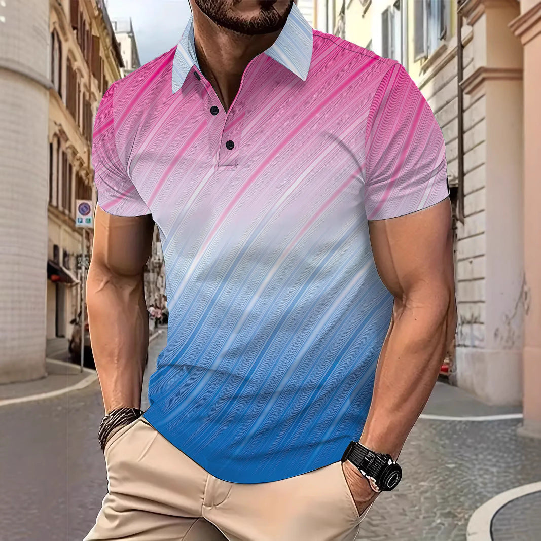 Herren Poloshirt Kurzarm Modern Farbverlauf Trendig - BerlinGlamour