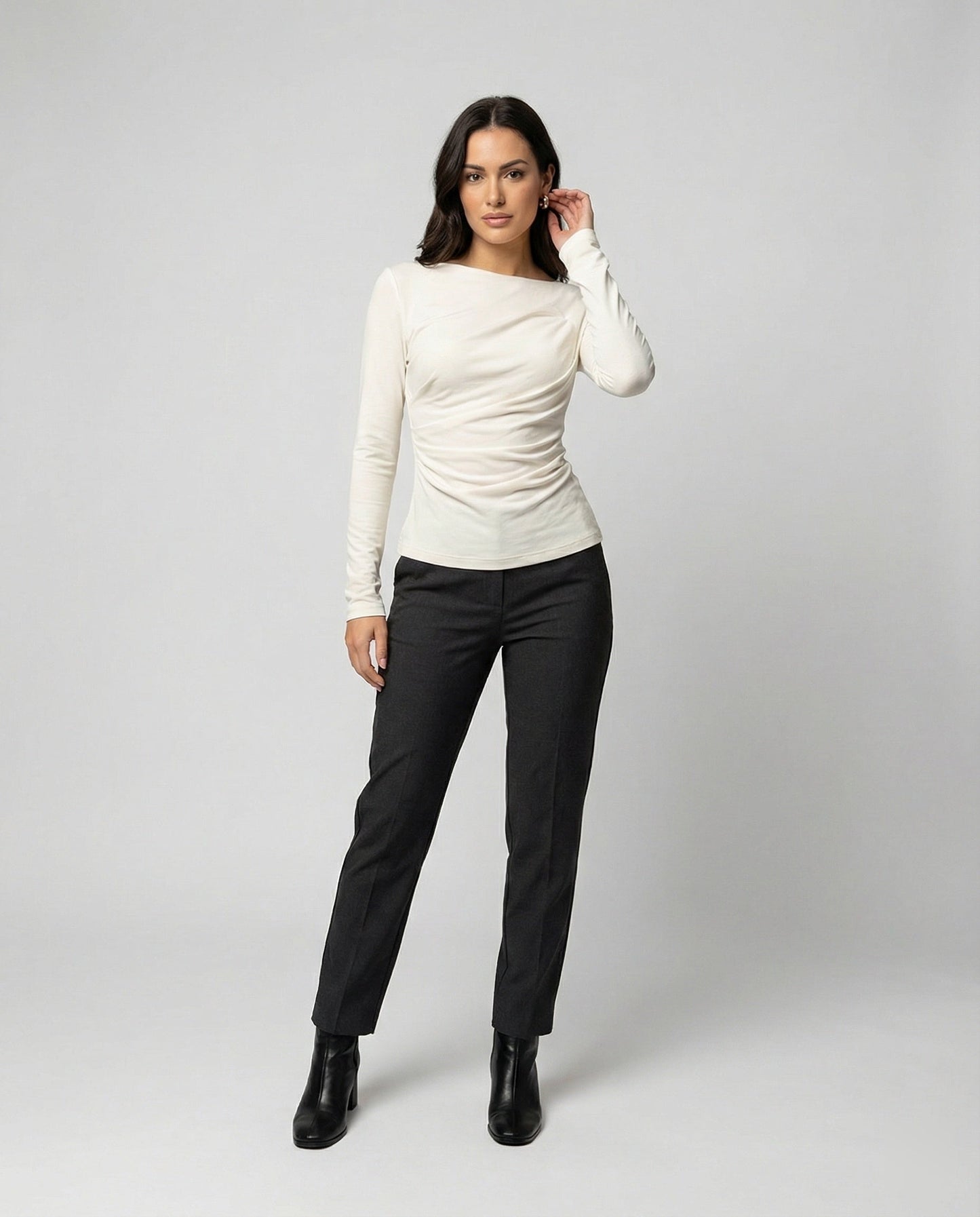Elegantes Damen Langarmshirt Rundhals Figurbetonung