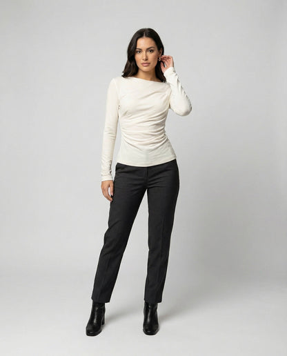 Elegantes Damen Langarmshirt Rundhals Figurbetonung