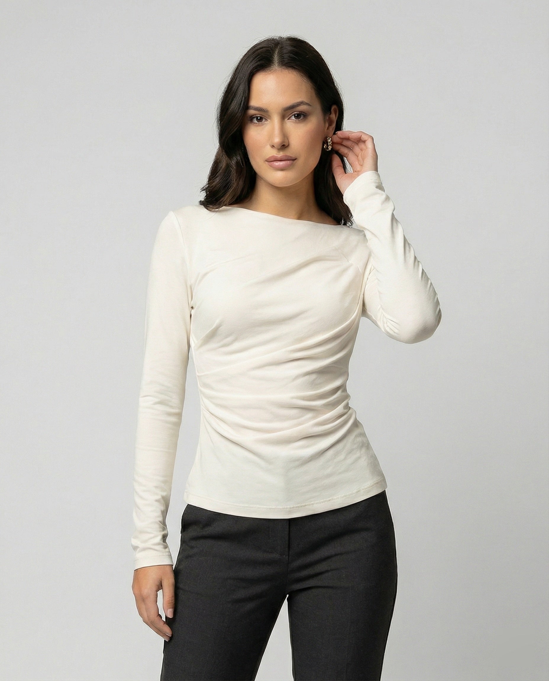 Elegantes Damen Langarmshirt Rundhals Figurbetonung - BerlinGlamour