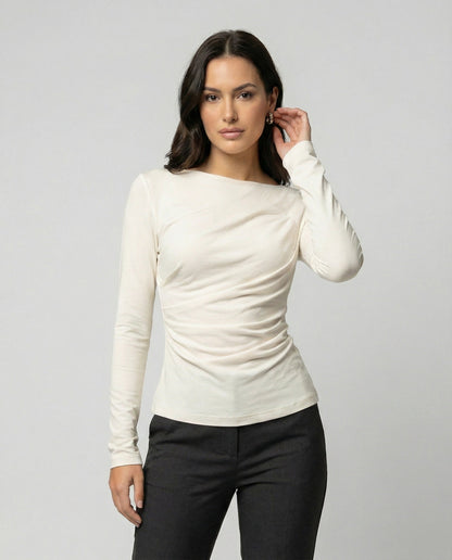 Elegantes Damen Langarmshirt Rundhals Figurbetonung - BerlinGlamour