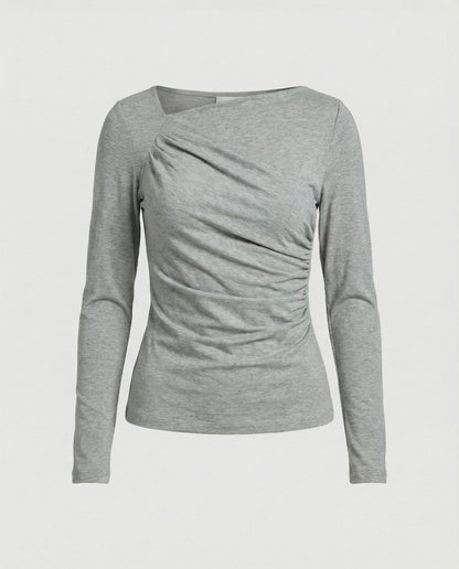 Elegantes Damen Langarmshirt Rundhals Figurbetonung