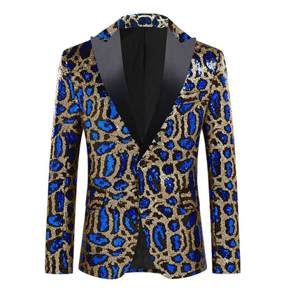 Herren Blazer Elegant Leoprint Glamour Anzugjacke Modern