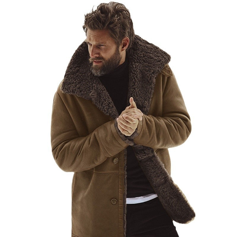 Herren Teddy-Mantel Langschößig Hochgeschlossen Warm