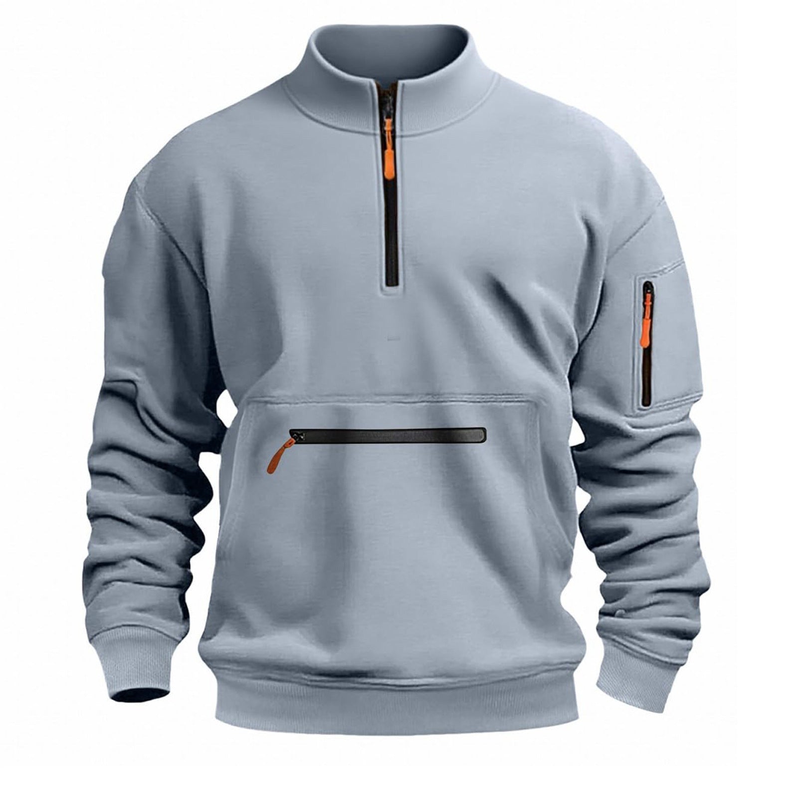 Herren Sweatshirt Reißverschluss Funktionsshirt Sportlich - BerlinGlamour