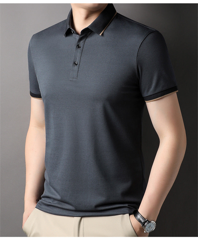 Herren Poloshirt Fein Piqué Kragen Kontrast Modern