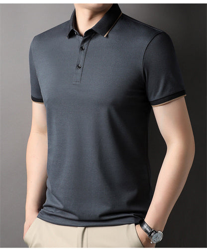 Herren Poloshirt Fein Piqué Kragen Kontrast Modern