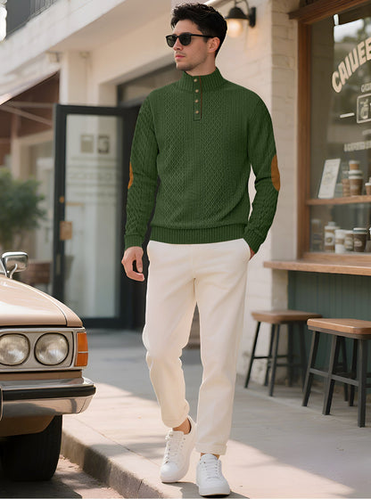 Herren Pullover Strick Eleganter Kragen Mit Knöpfen