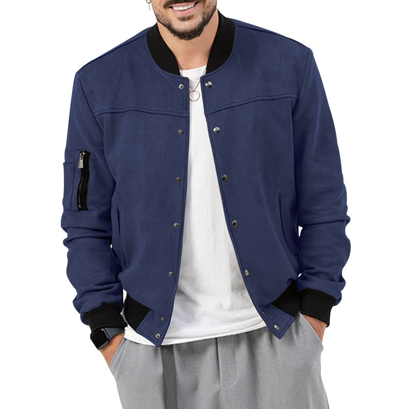 Herren Lederjacke Wildleder Reißverschluss Taschen Modern