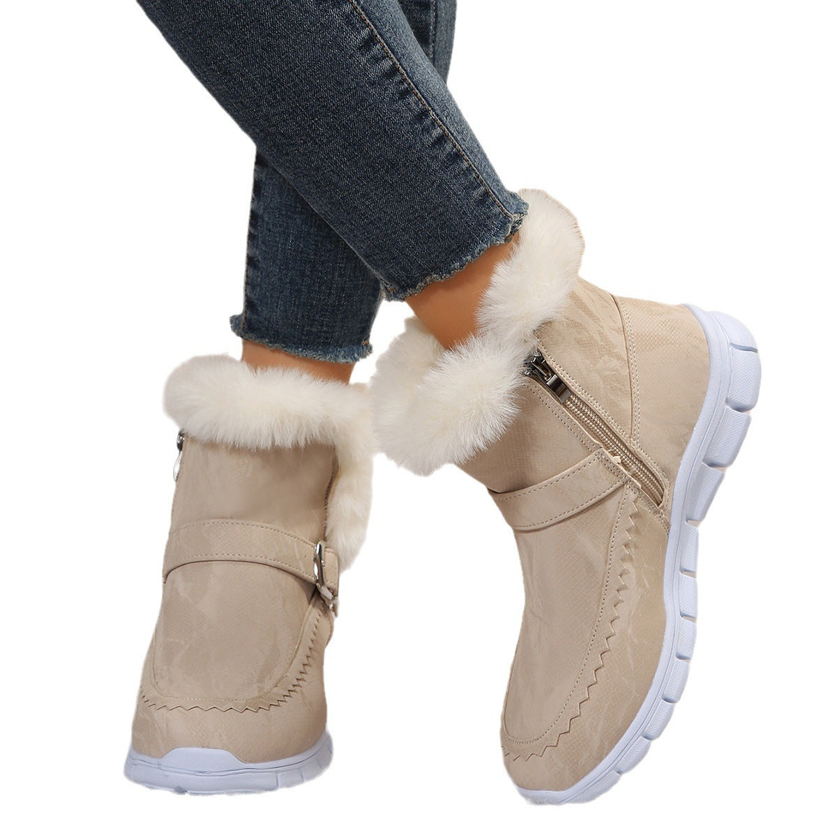 Damen Winterstiefel Warm Komfortabel mit Kunstfell