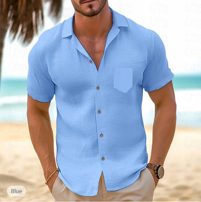 Herren Leinenhemd Kurzarm Elegant Modern