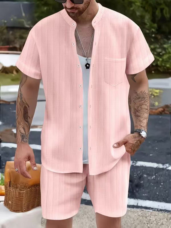 Herren Kurzarm Anzug Sommer Leicht Modern Mit Taschen