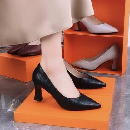 Damen Pumps Elegante Stilettos mit V-Ausschnitt Höher Absatz