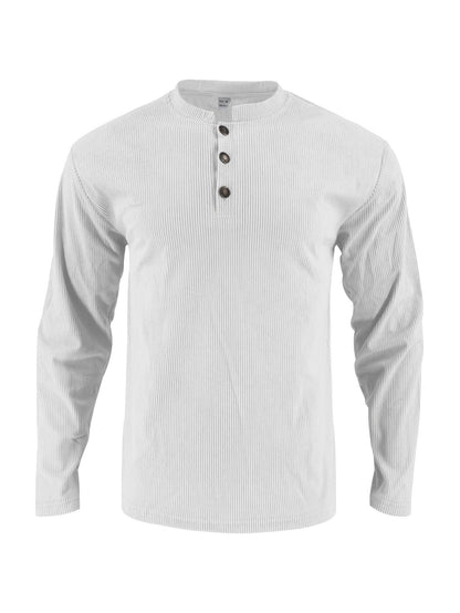 Herren Langarmshirt Stehkragen Knopfleiste Modern Berlin Style