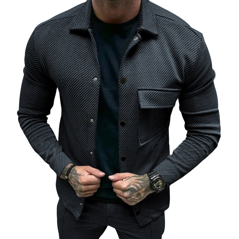 Herren Oberhemd Modern Strukturiert mit Taschen