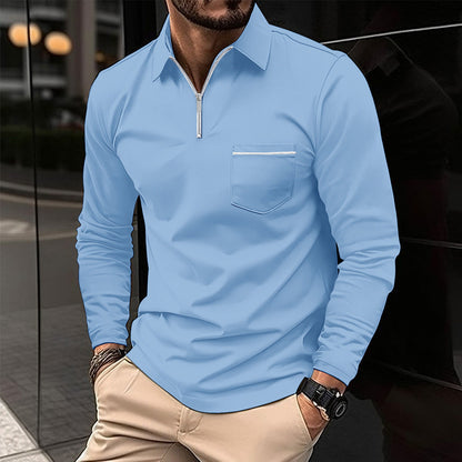 Herren Langarmshirt Modern mit Reißverschluss-details