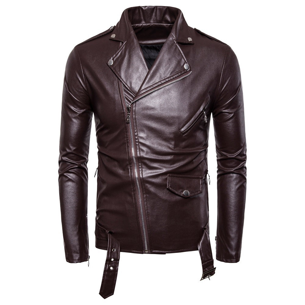 Lederjacke Herren Bikerstyle Asymmetrisch Schwarz