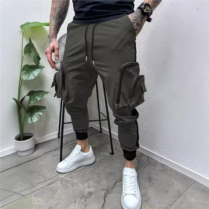 Herren Cargo-Hose mit Reißverschlusstaschen Elastischer Bund