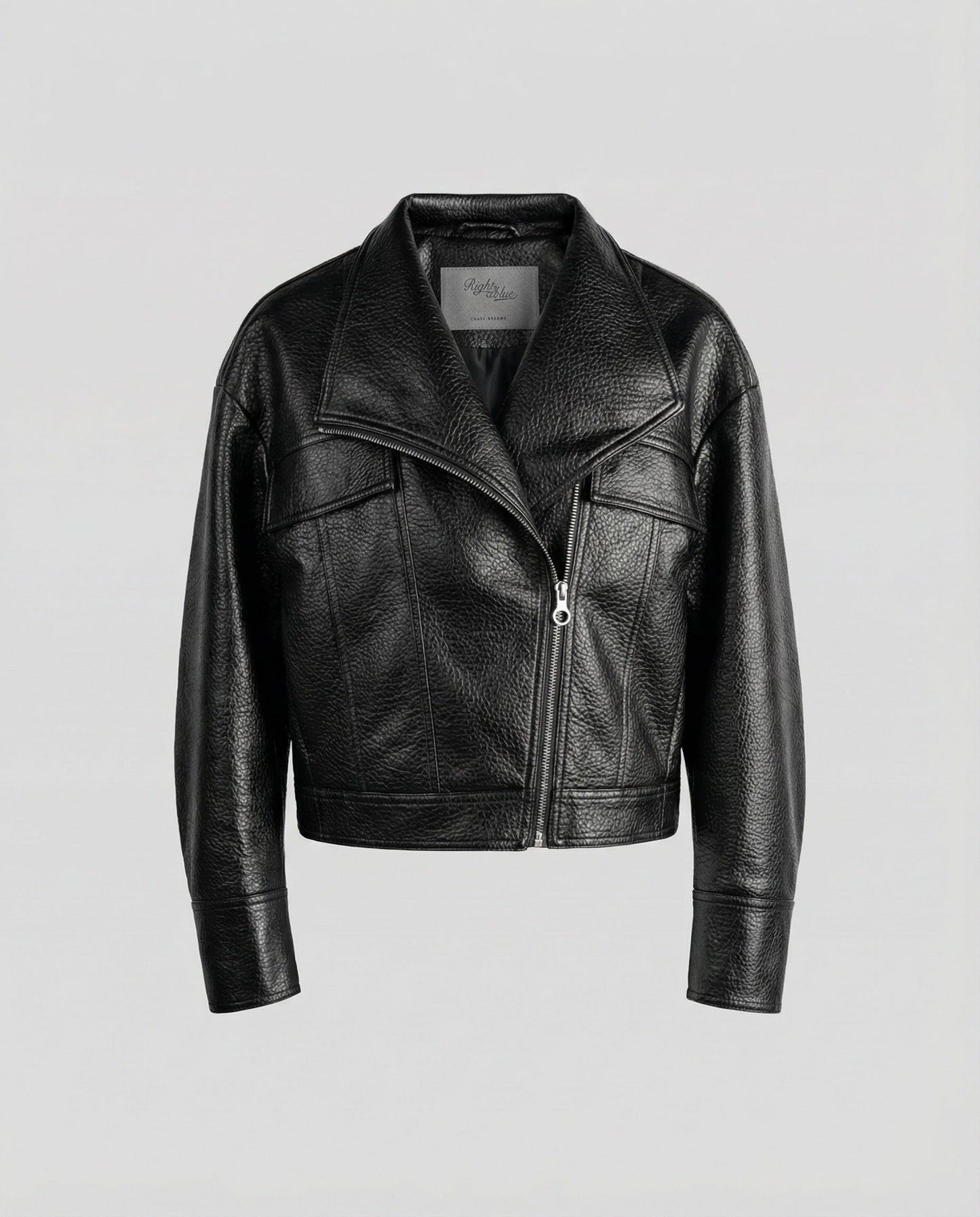 Kurze Lederjacke Damen Biker Style Schwarz