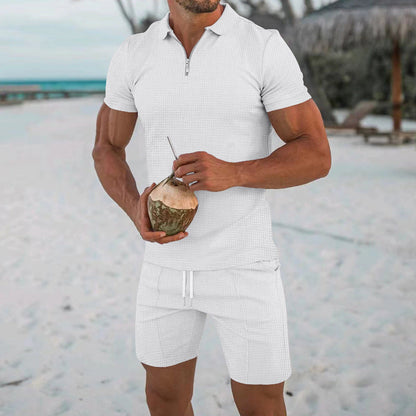Herren Kurzarm-Set mit Polo-Shirt und modischen Shorts Sommer