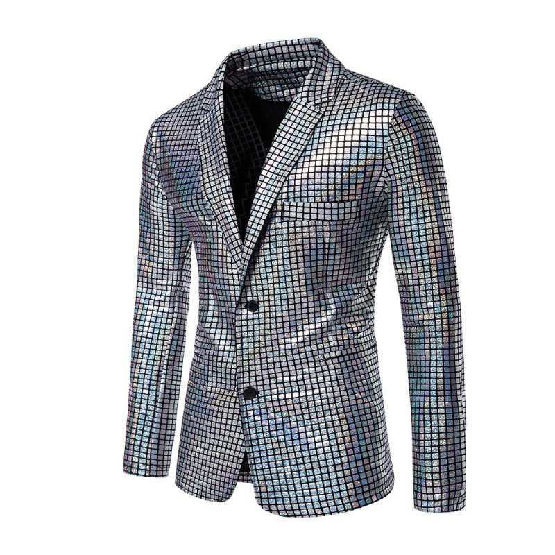 Herren Glitzer Blazer Elegant Schwarz