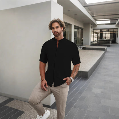 Herren Kurzarmhemd Modern Komfortabel Sommer