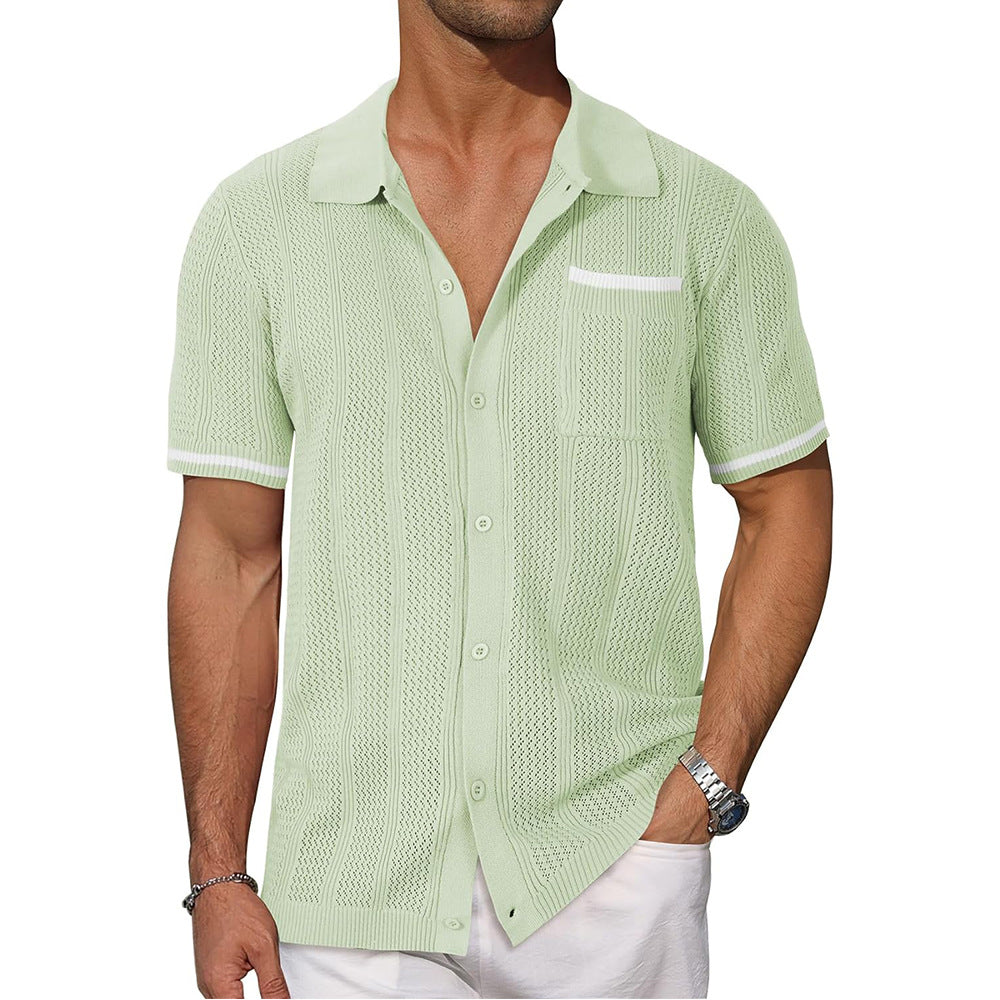 Herren Strickhemd Kurzarm Modern Sommer