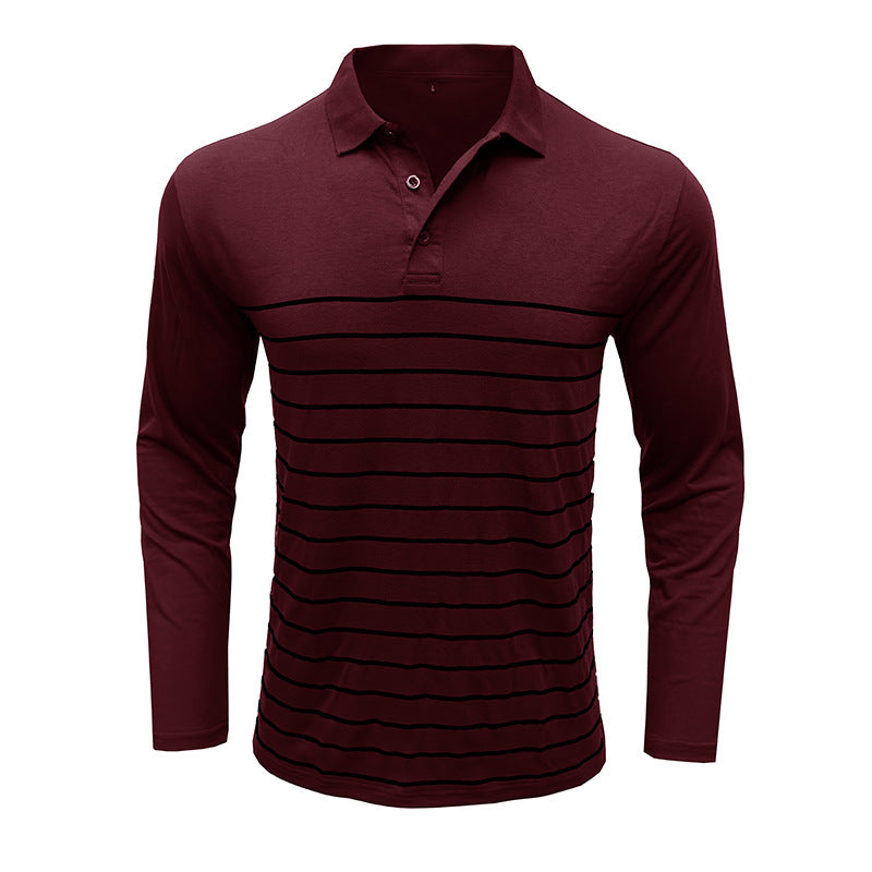Herren Polo Langarm Streifen Design Modern
