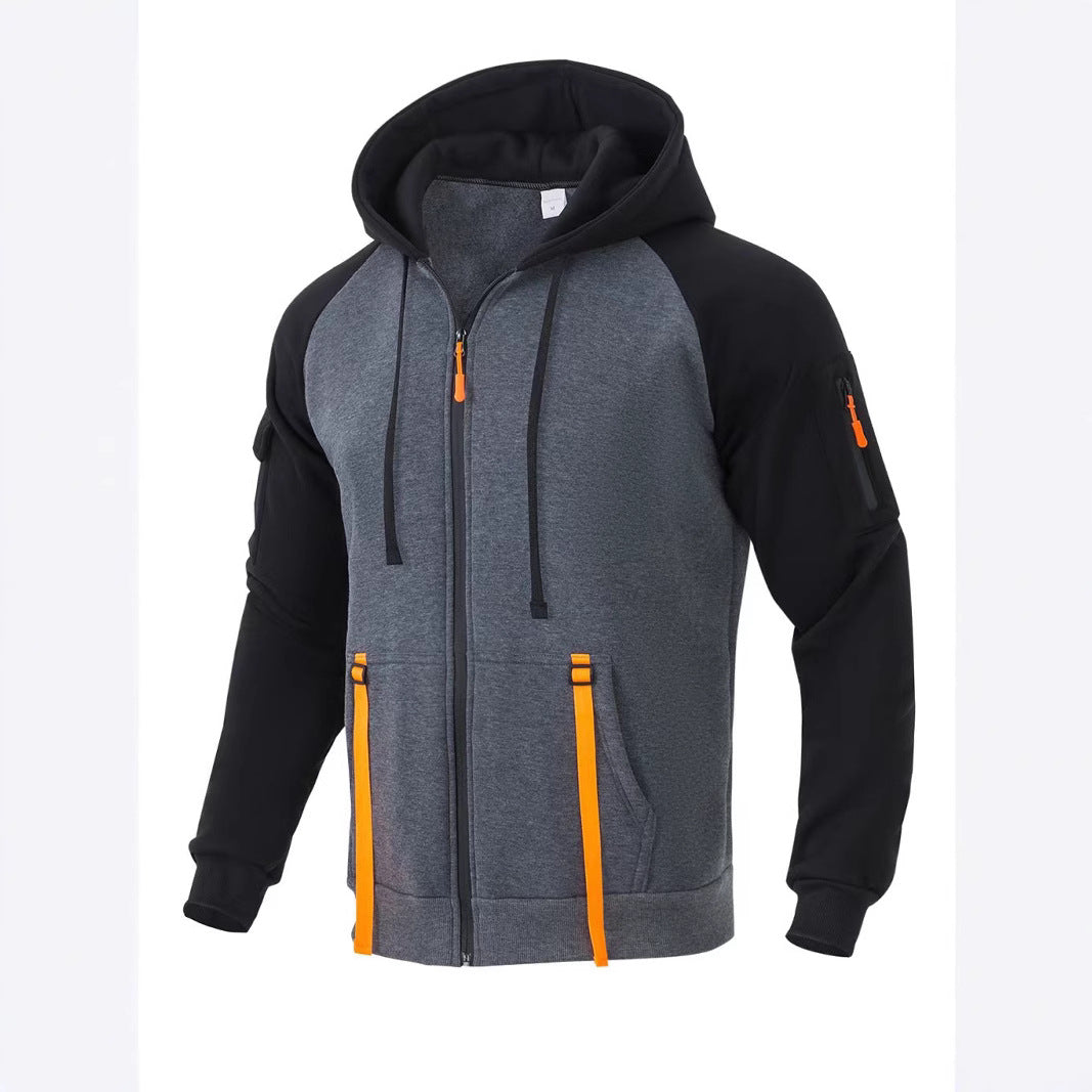 Herren Zip-Hoodie Funktionsjacke Mit Vielen Taschen