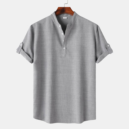 Herren Hemd Kurzarm Henley Ausschnitt Modern Lässig