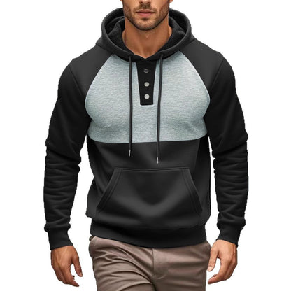 Herren Kapuzenpullover Modern mit Knöpfen Kontrastfarben