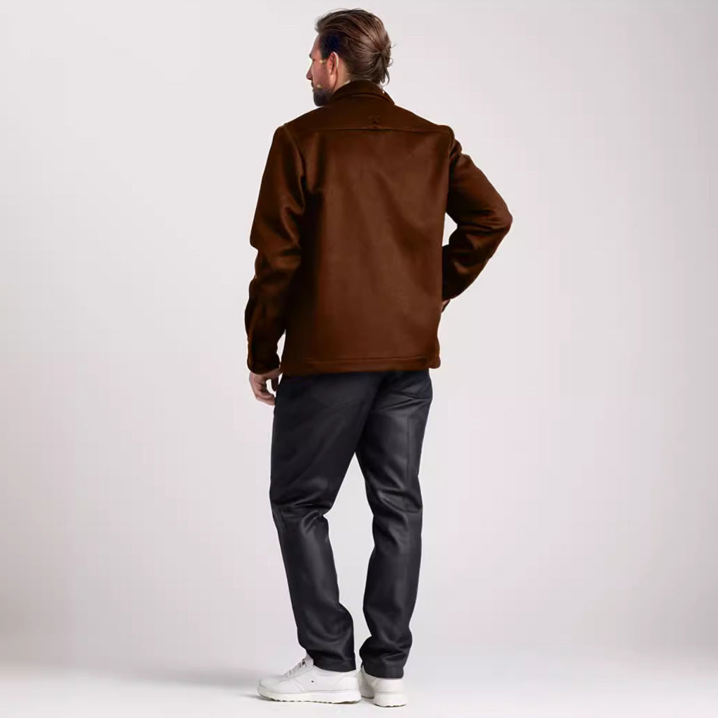 Herren Wolljacke Warm mit Brusttasche Winter