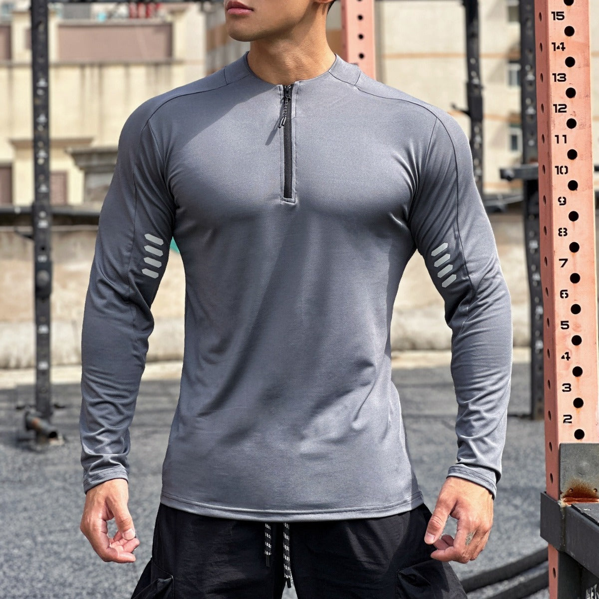 Herren Langarmshirt Funktionsshirt Mit Reißverschluss Hochwertig
