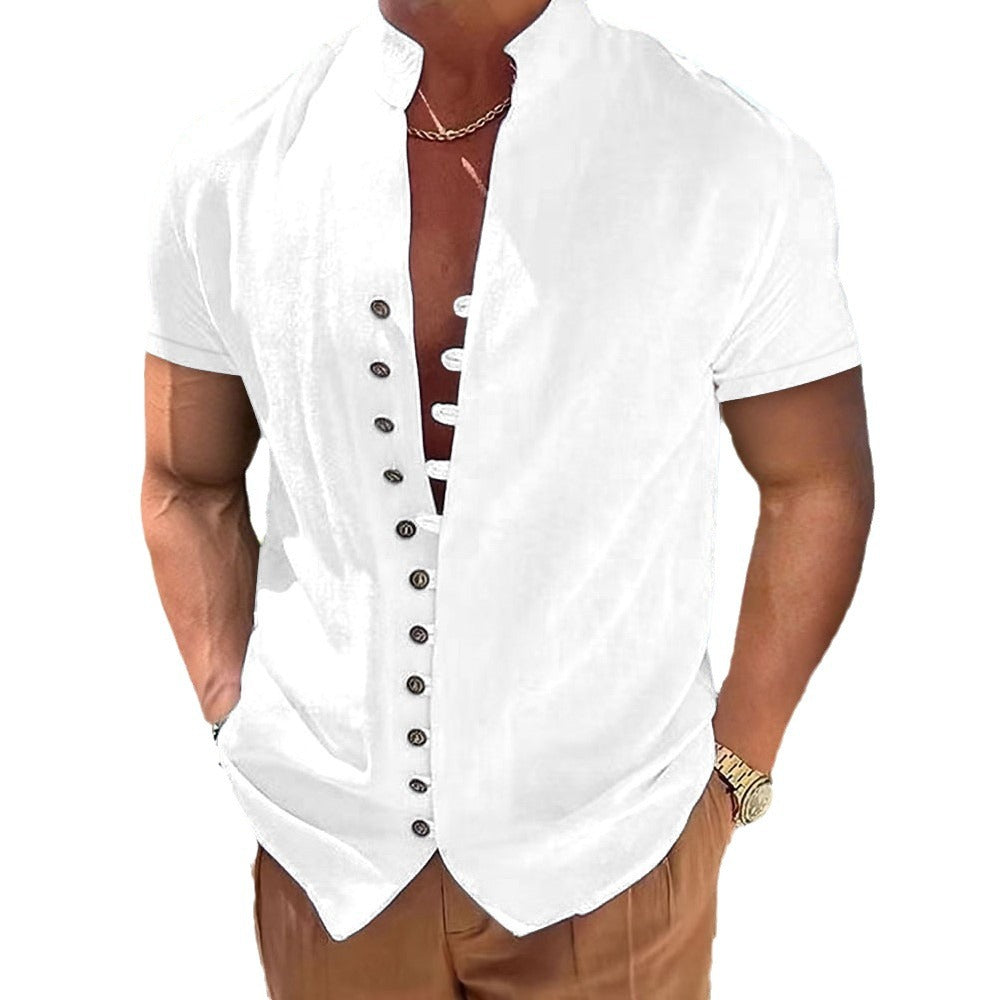 Herren Kurzarm-Hemd Modern mit Knöpfen Slim Fit