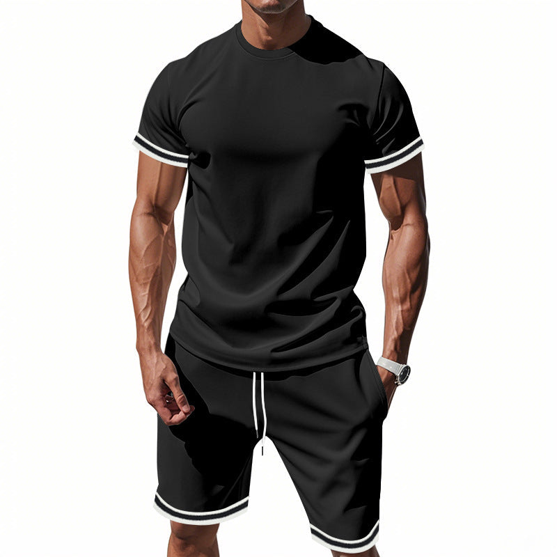 Herren Kurzarmshirt Sportlich Modern Kontrastdetails