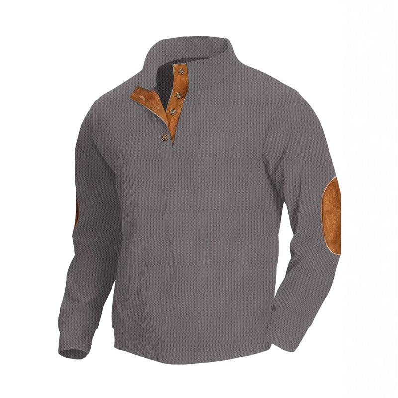 Herren Pullover Modern Leder Details Strukturiert
