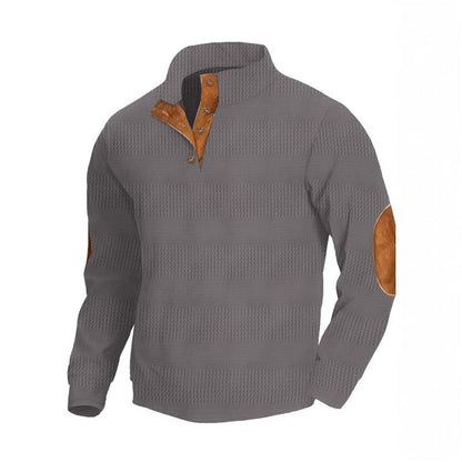 Herren Pullover Modern Leder Details Strukturiert