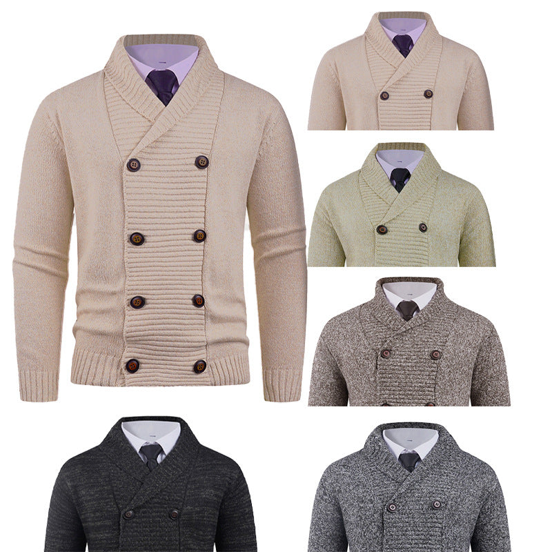 Herren Strickjacke Modern mit Doppelknopfleiste Feinripp - BerlinGlamour