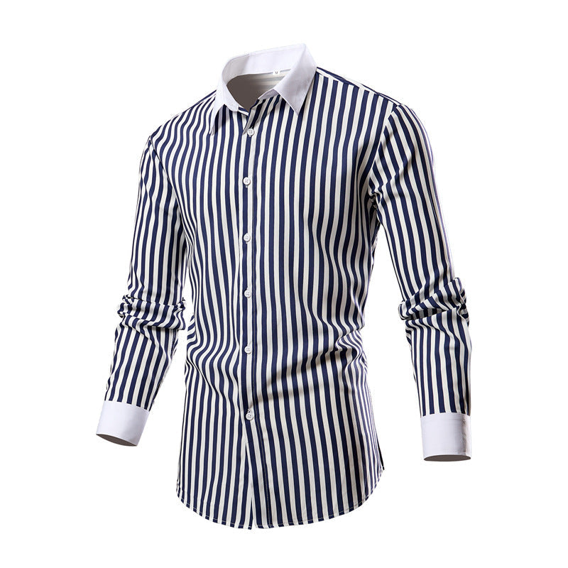 Herren Langarmhemd Streifenmuster Modern Berlin Style - BerlinGlamour