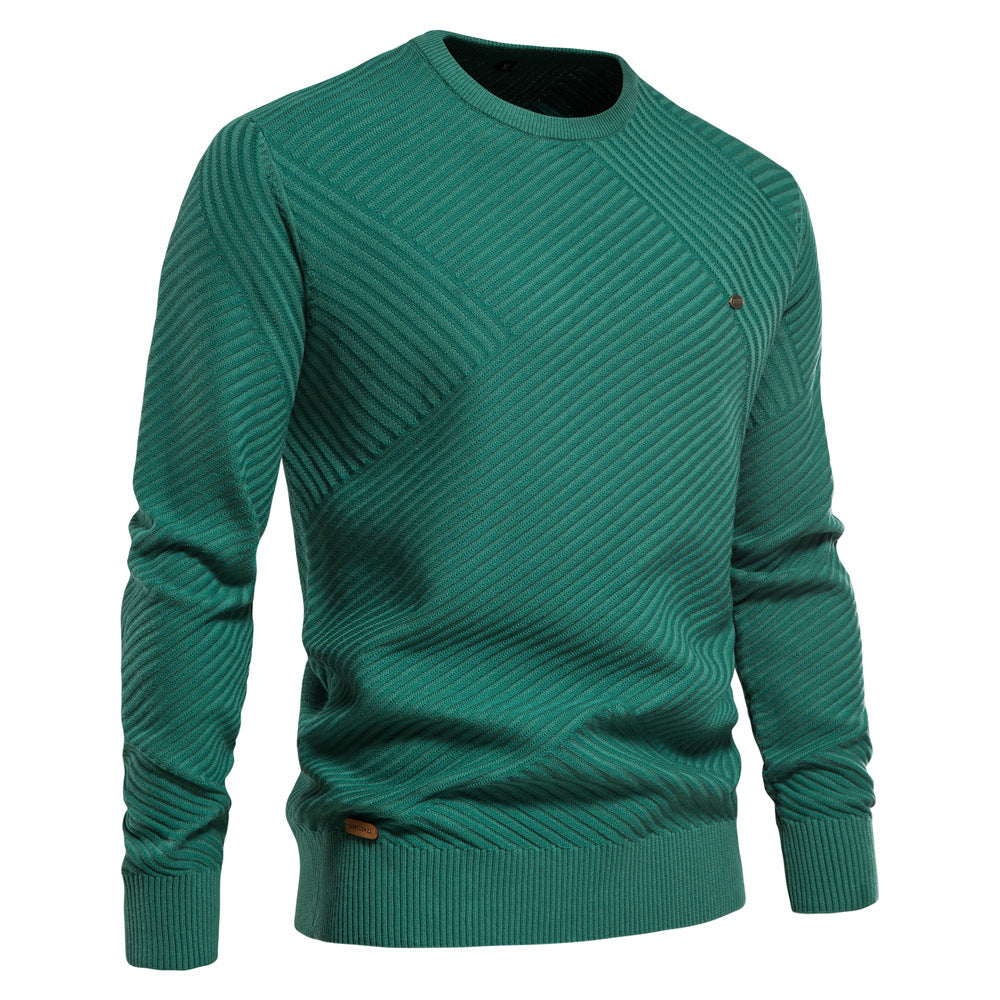 Herren Strickpullover Modern Diagonal Muster Grau