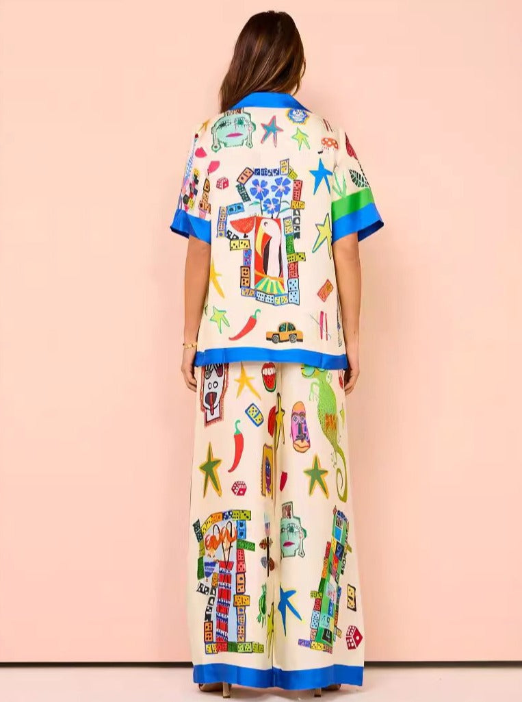 Modisches Zweiteiliges Co-Ord Set Bedruckt Schick