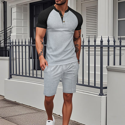 Herren Sport Set Kurzarm mit Struktur Optik Modern