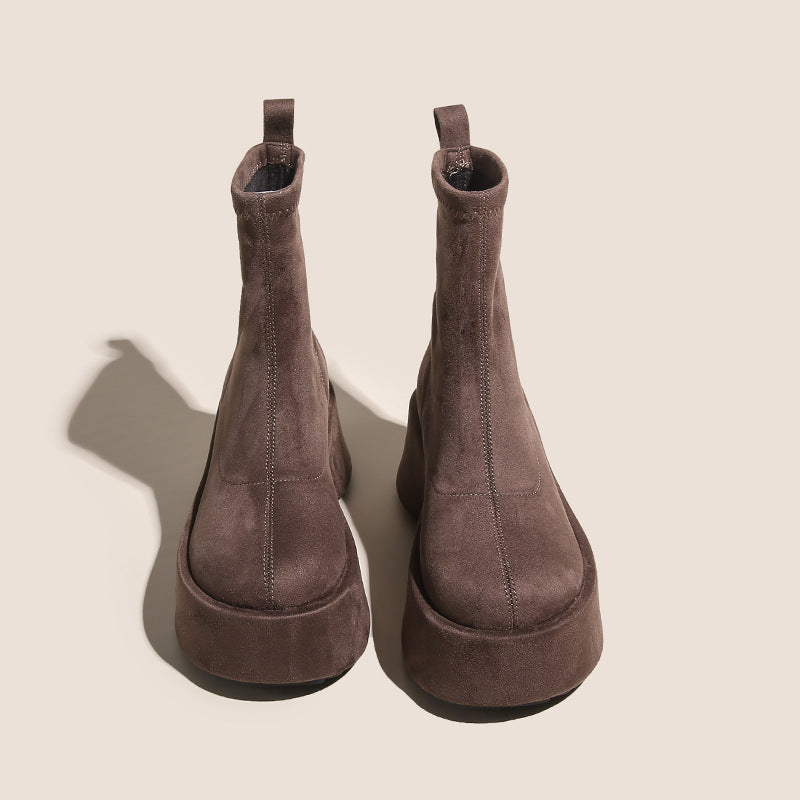 Damen Stiefel Ankle Boots Wildleder Bequem Leicht